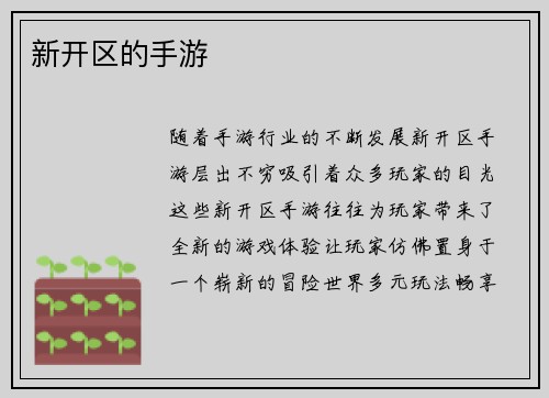 新开区的手游